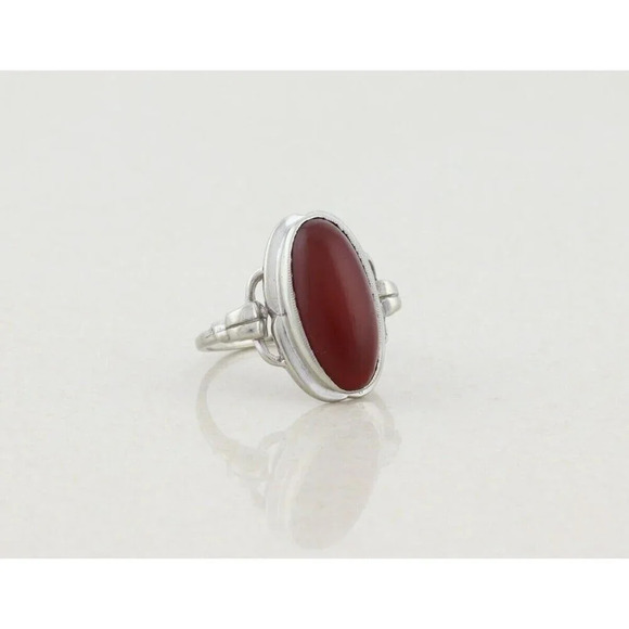 14K White Gold Carnelian Ring Size 7 1/2 - Picture 4 of 8